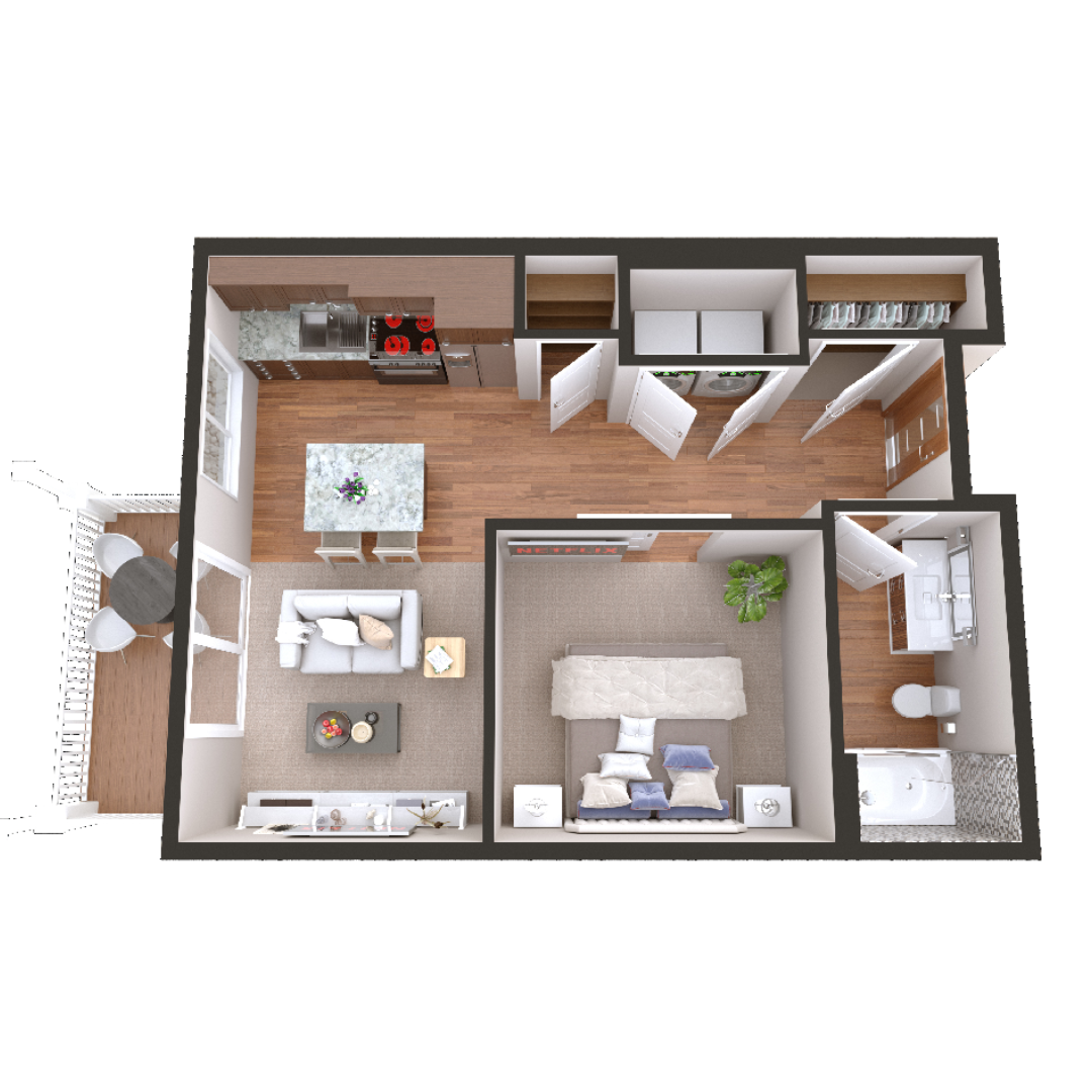 Floor plan for studio, 1 bath, 540 sqft